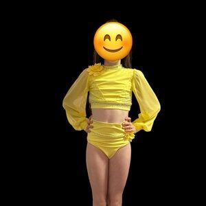 Yellow Dance Costume with Floral Accents